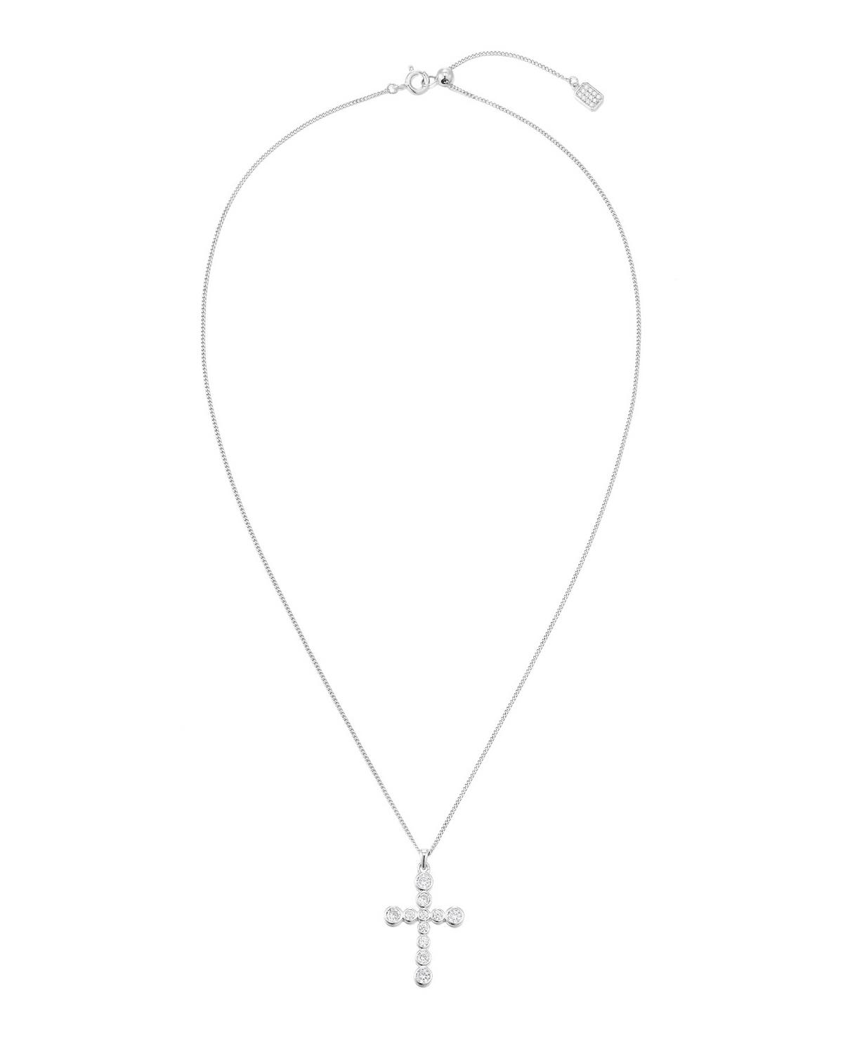 NUMBERING #3729 — Round Brilliant Gradient Cross Necklace