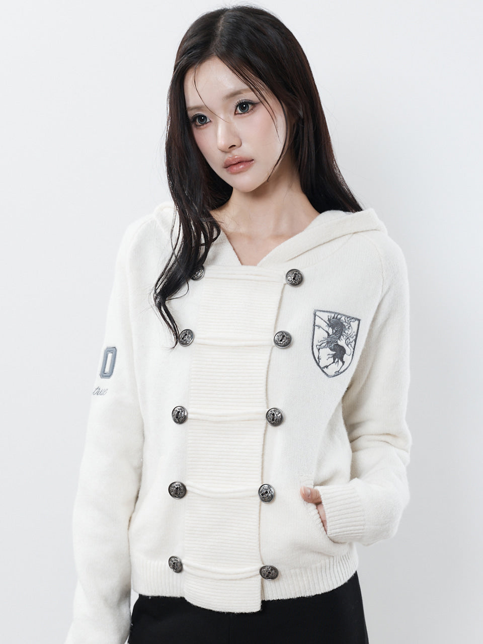 LUVISTRUE RL HORSE 910 KNIT ZIP UP IN IVORY