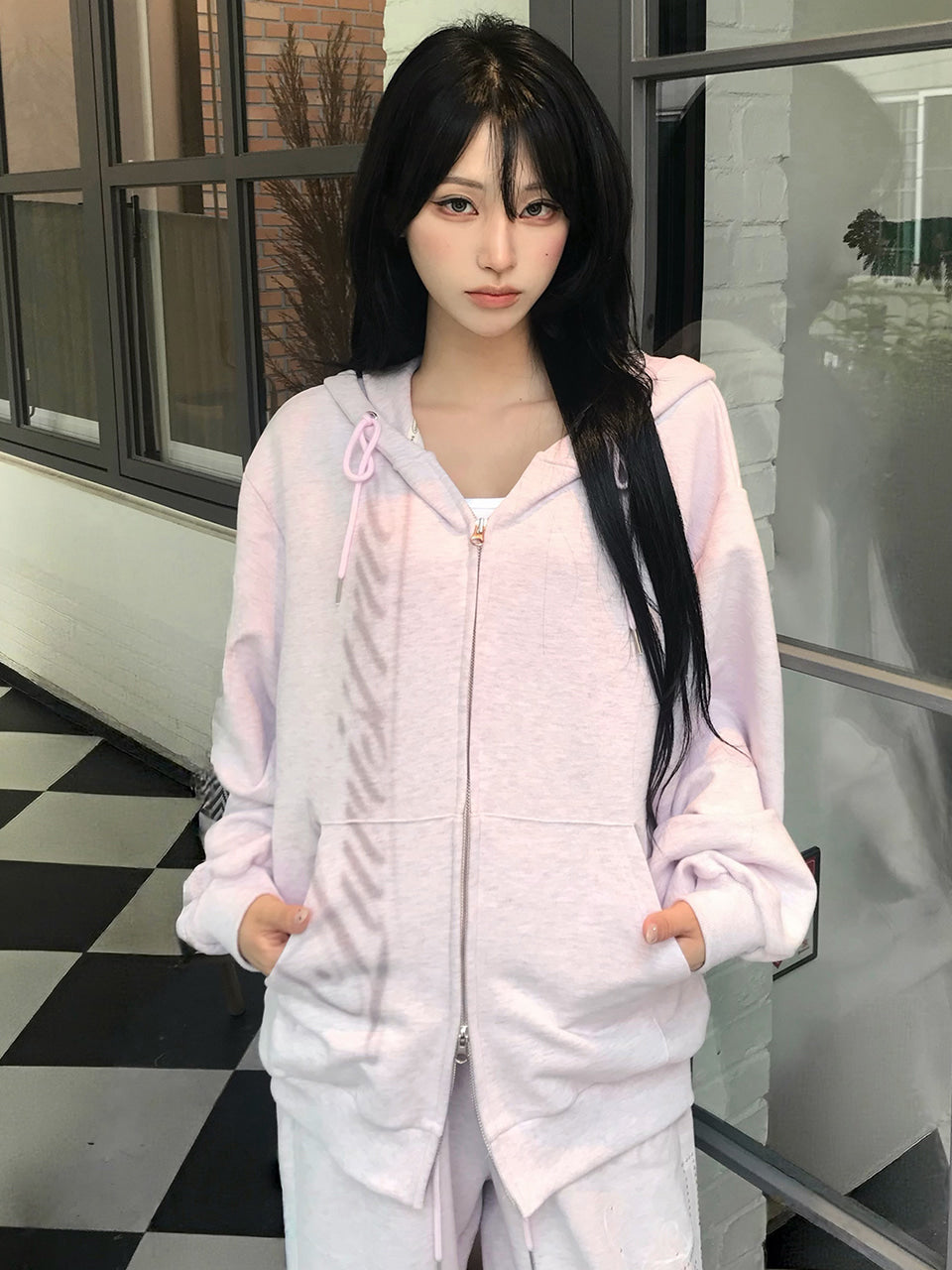 LUVISTRUE RL CROSS COLORSTONE HOOD ZIP UP IN PINK