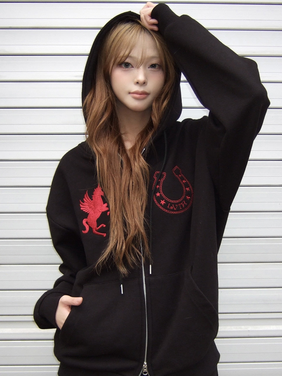 LUVISTRUE EL UNICORN HOOD ZIP UP IN BLACK