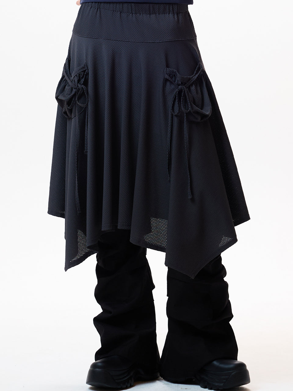 LUVISTRUE IM LAYERED MIDI SKIRT IN CHARCOAL