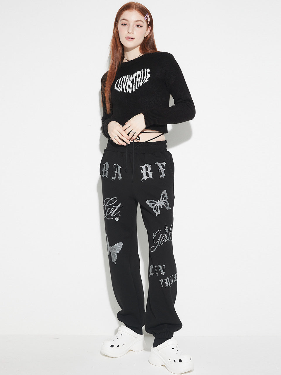 LUVISTRUE OW GLITTER JOGGER IN BLACK